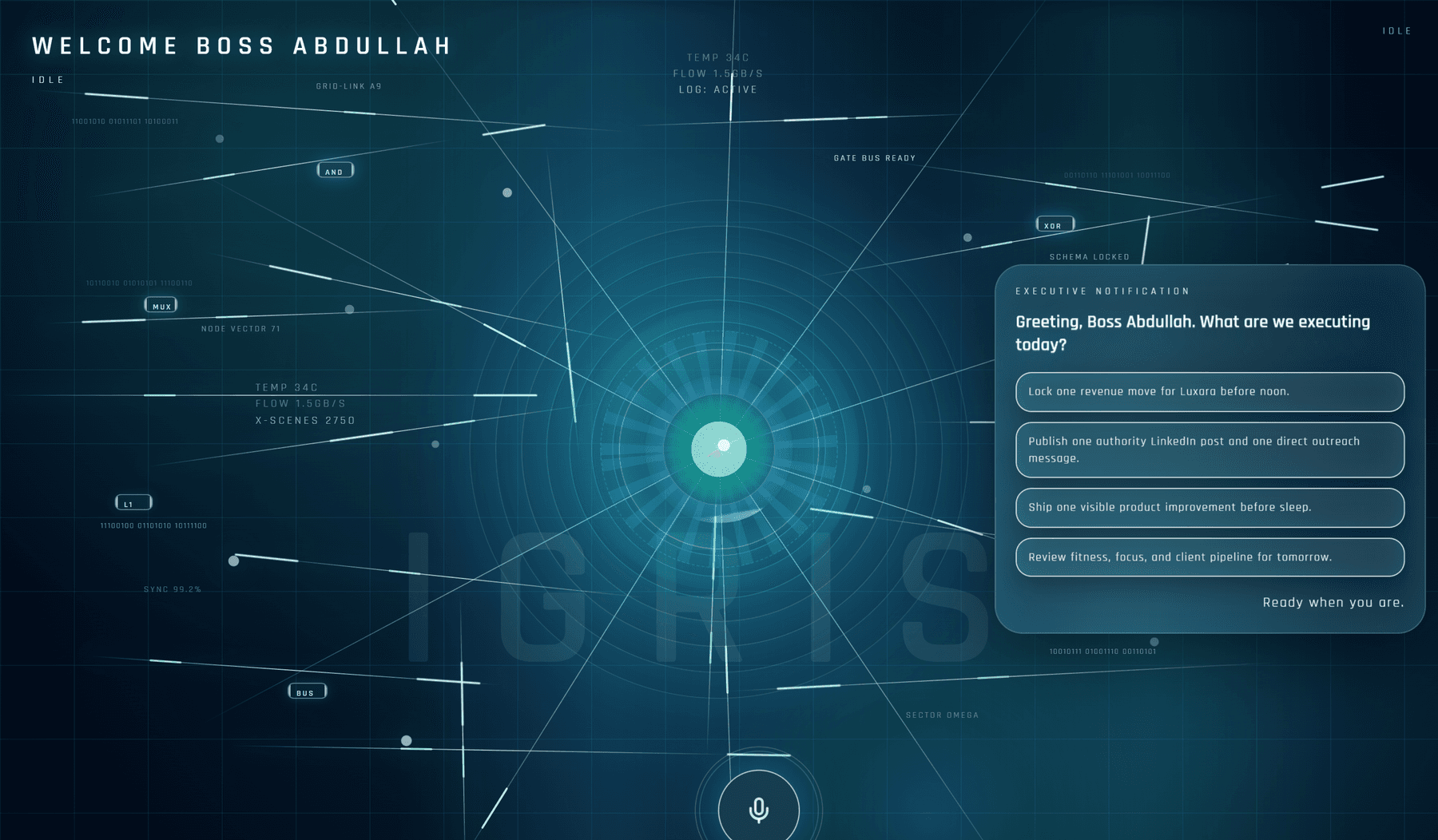 Igris mid-conversation, showing its voice interface.